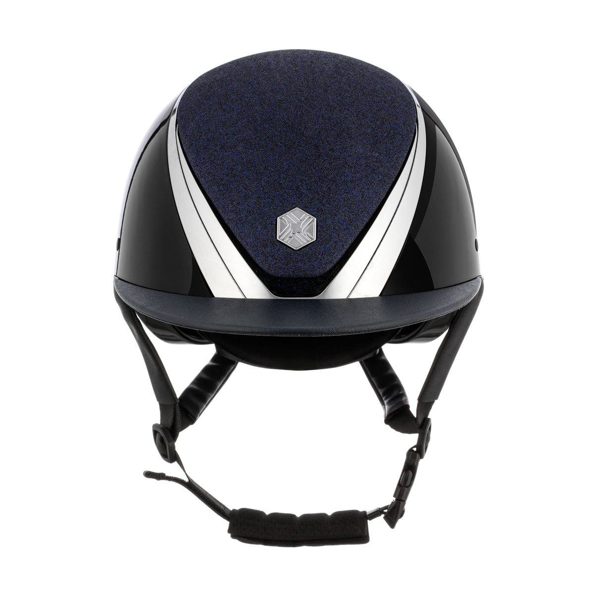 EQx by Charles Owen Hyda Mips Riding Helmet Standard Peak Navy Gloss / Chrome Sparkly