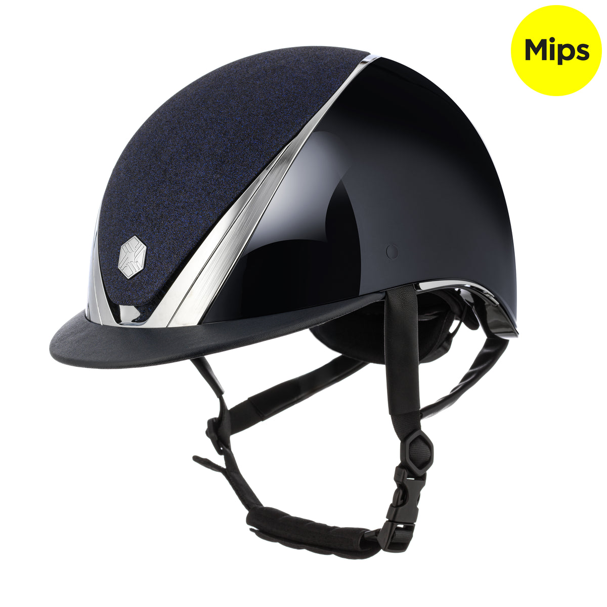 EQx by Charles Owen Hyda Mips Riding Helmet Standard Peak Navy Gloss / Chrome Sparkly