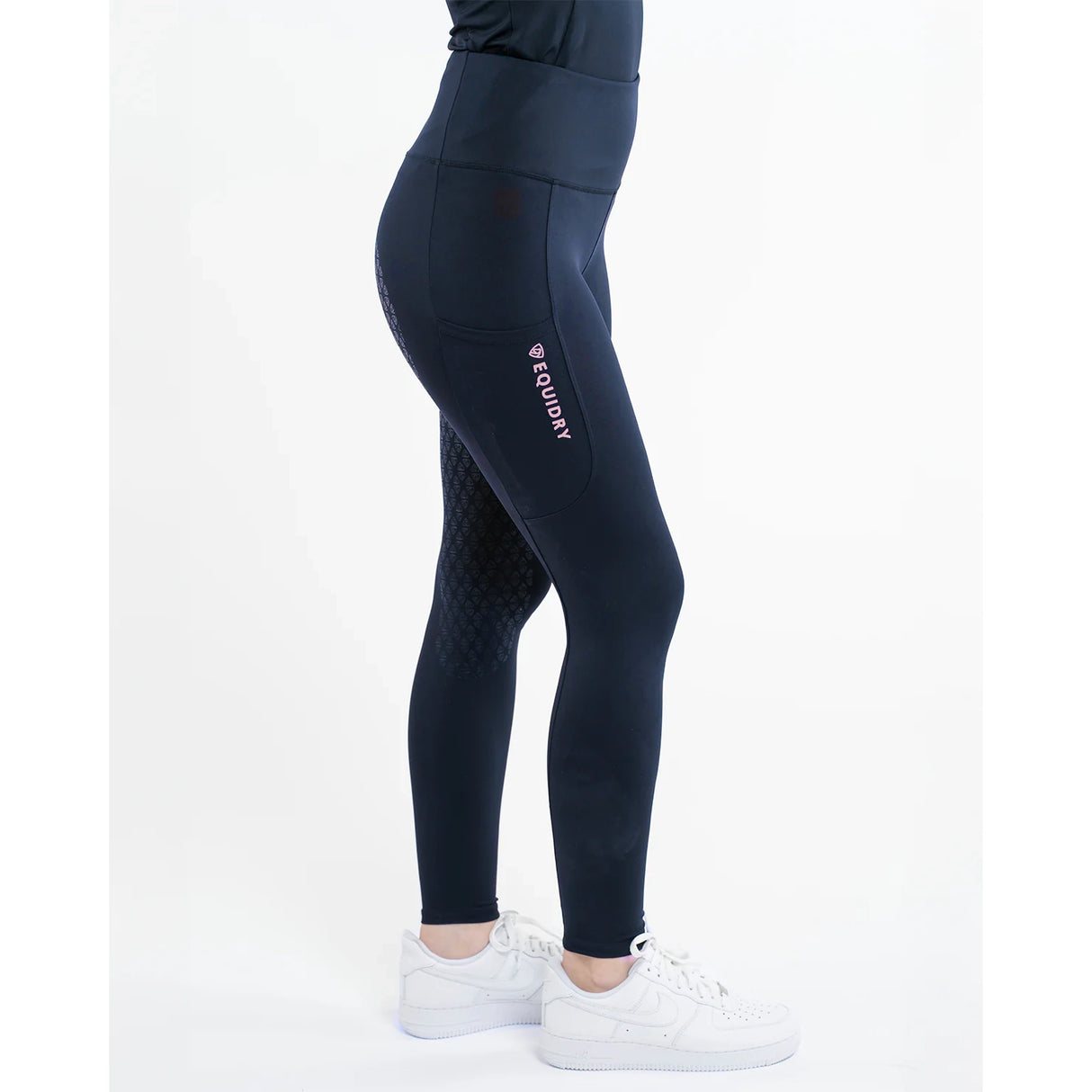 EQUIDRY Women's Water Repellent FG Leggings Navy / Pale Pink