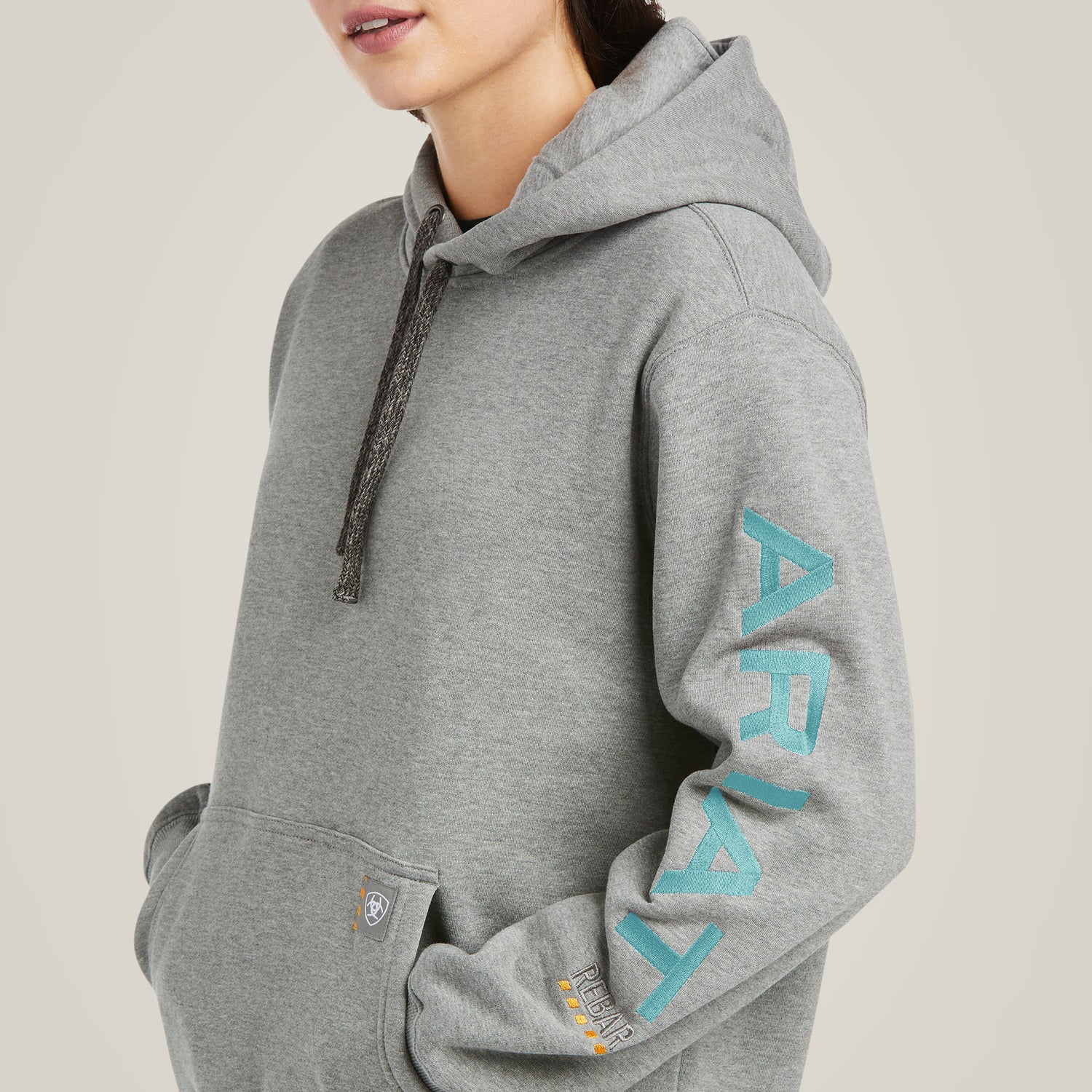 Ariat Womens Rebar Workman Graphic Hood Heather Grey