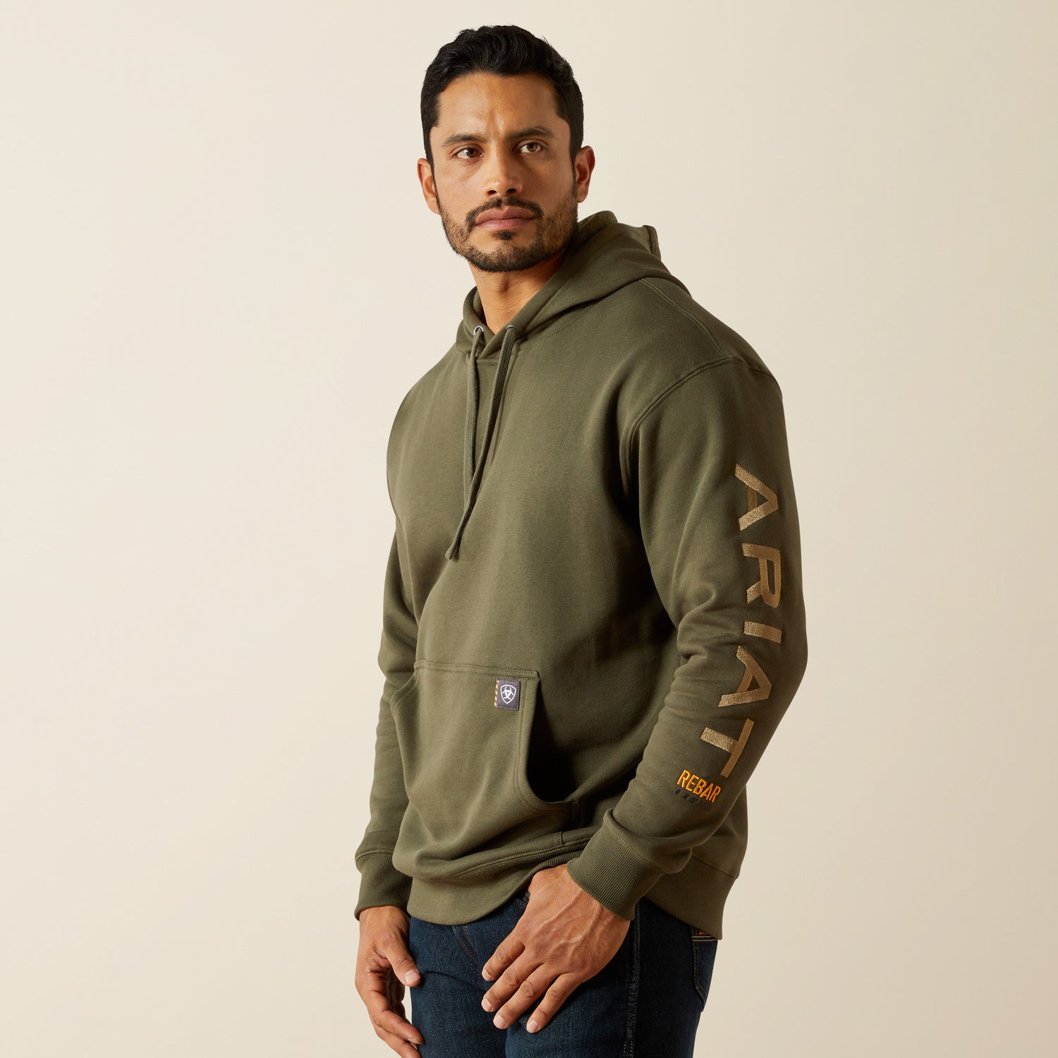 Ariat Mens Rebar Workman Graphic Hood Grape Leaf / Dried Herb