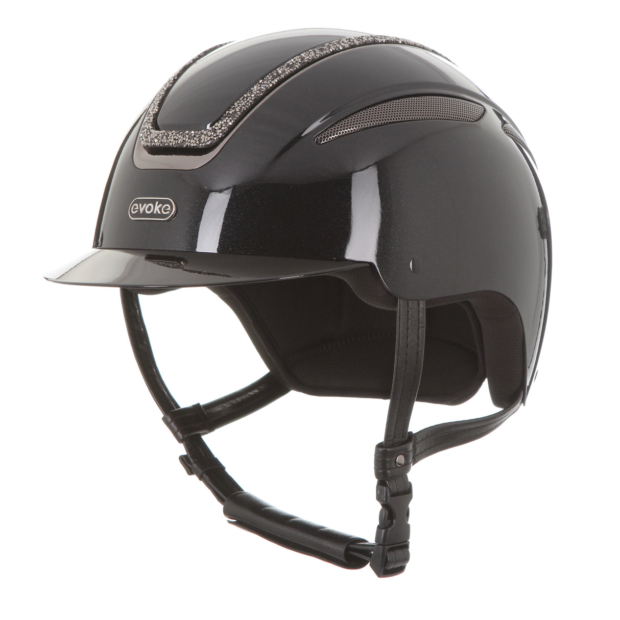 Evoke Callisto Classic Peak Metallic Black Metallic/Marcasite Crystal Frame