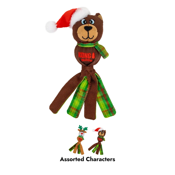 KONG Christmas Holiday Wubba Rudolf & Bear Assorted Small