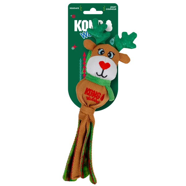 KONG Christmas Holiday Wubba Rudolf & Bear Assorted Small