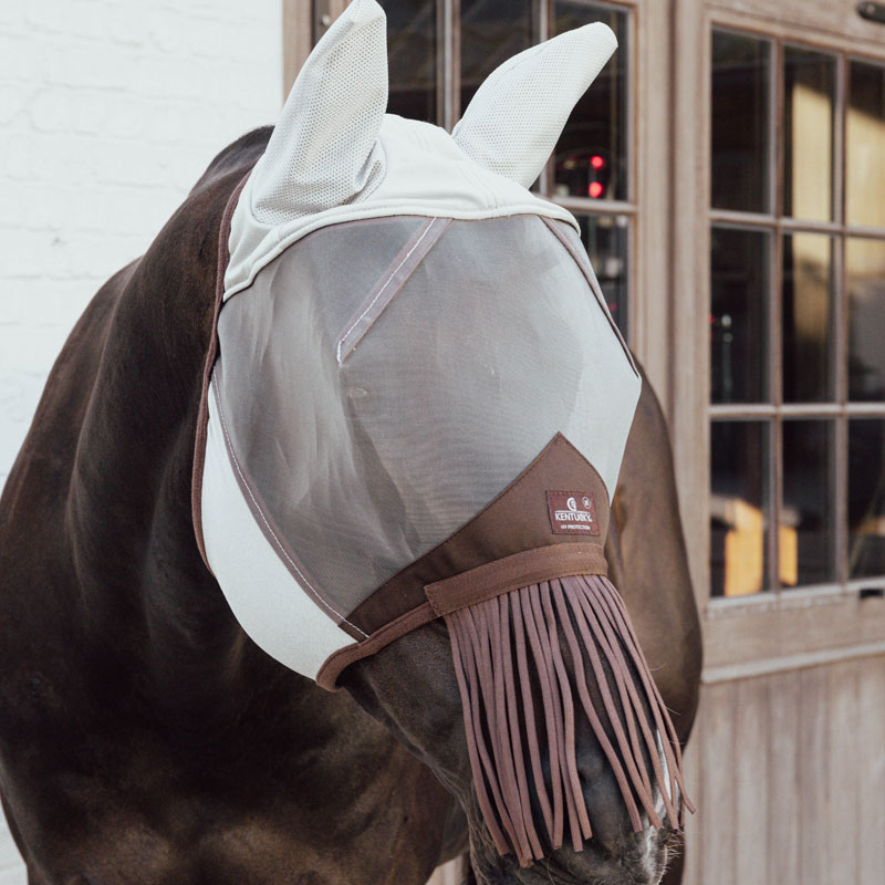 Kentucky Horsewear Fly Mask Classic With Ears & Nose Tassels Silver