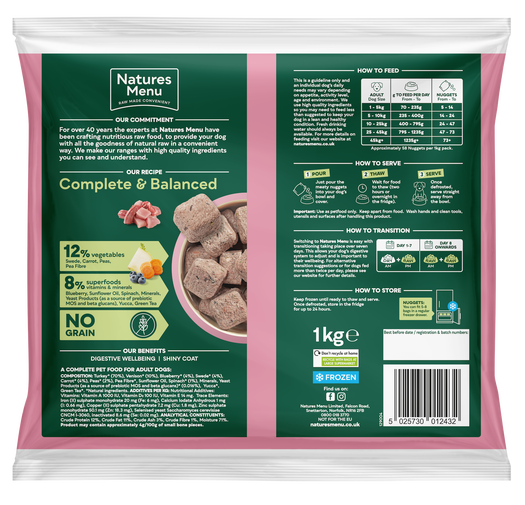 Natures Menu Dog - Complete & Balanced Nuggets 80/20 Turkey & Venison 1kg