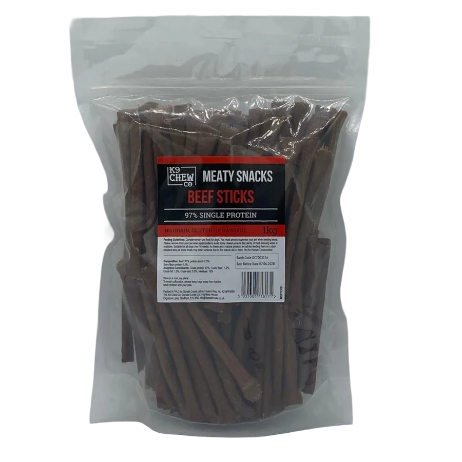 K9 Chew Co Meaty Snacks Beef Sticks 1kg