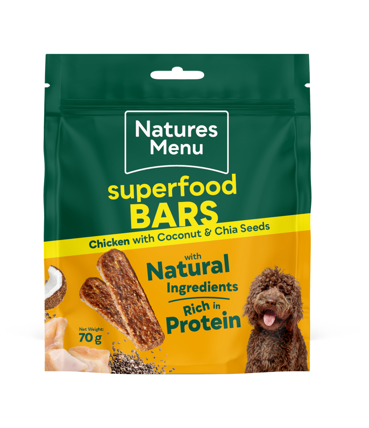 Natures Menu Dog - Superfood Bars Chicken with Coconut & Chai Seeds 70g