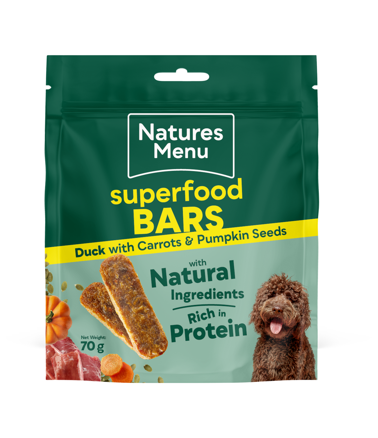 Natures Menu Dog - Superfood Bars Duck with Carrots & Pumpkin Seeds 70g