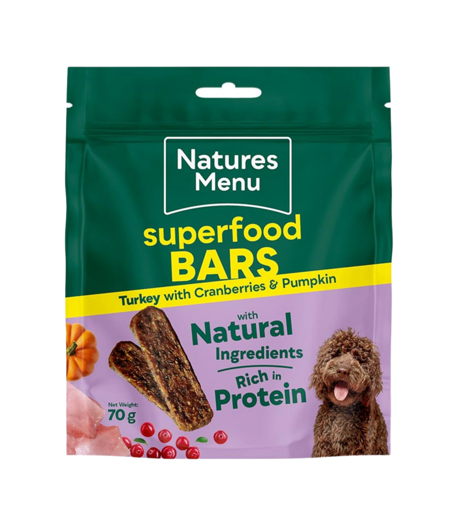 Natures Menu Dog - Superfood Bars Turkey with Cranberry & Pumpkin 70g