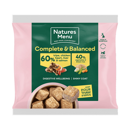 Natures Menu Dog - Complete & Balanced Nuggets 60/40 Tripe, Chicken, Heart, Liver & Salmon 1kg