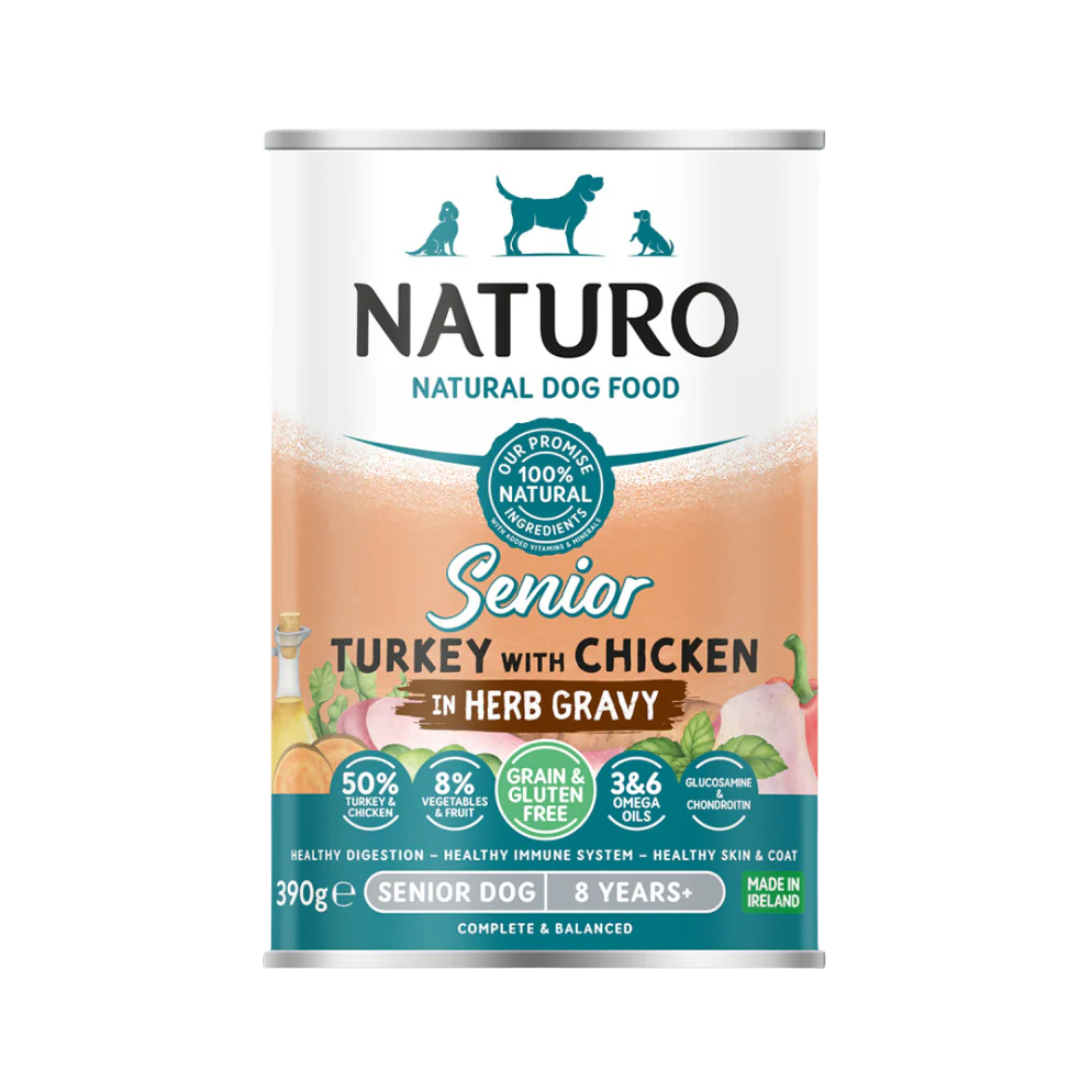 Naturo Dog - Senior Grain & Gluten Free Dog Can Turkey With Chicken In Gravy 390g
