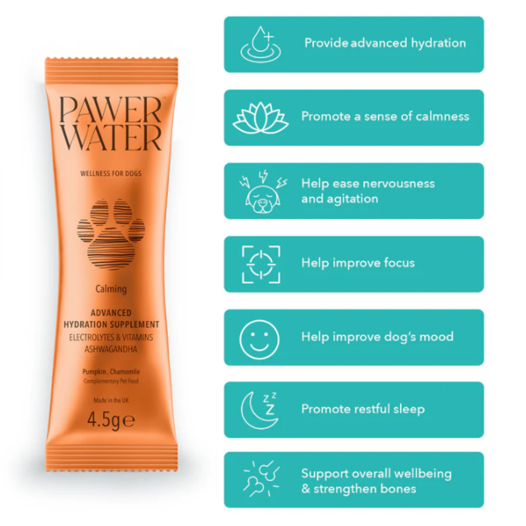 Pawer Water Calming Advanced Wellness Hydration Supplement for Dogs - 5 pack