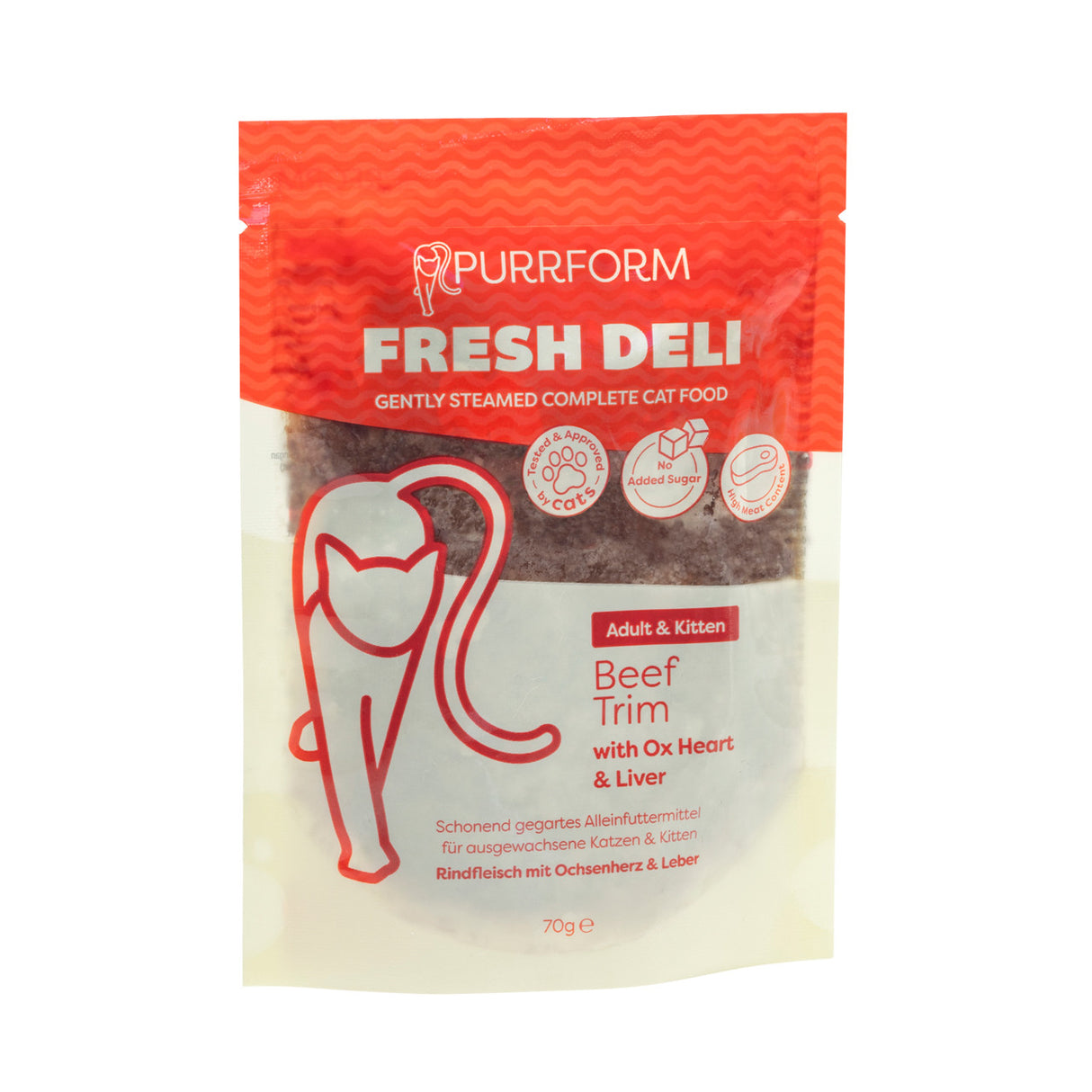 Purrform Fresh Deli Beef Trim with Ox Heart & Liver 7x70g