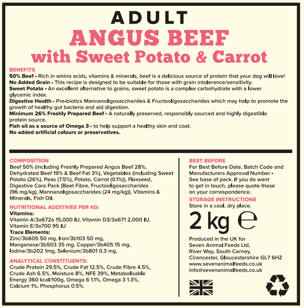 Seven Dog - Adult Angus Beef with Sweet Potato & Carrot Grain Free 2kg