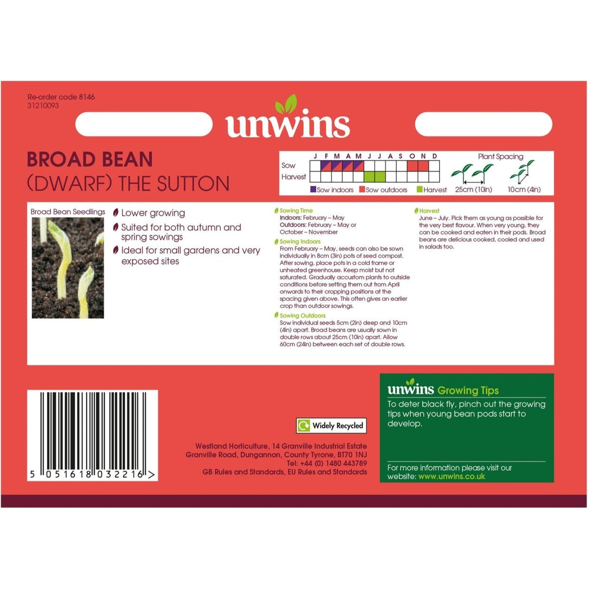 Unwins Broad Bean The Sutton (Dwarf)