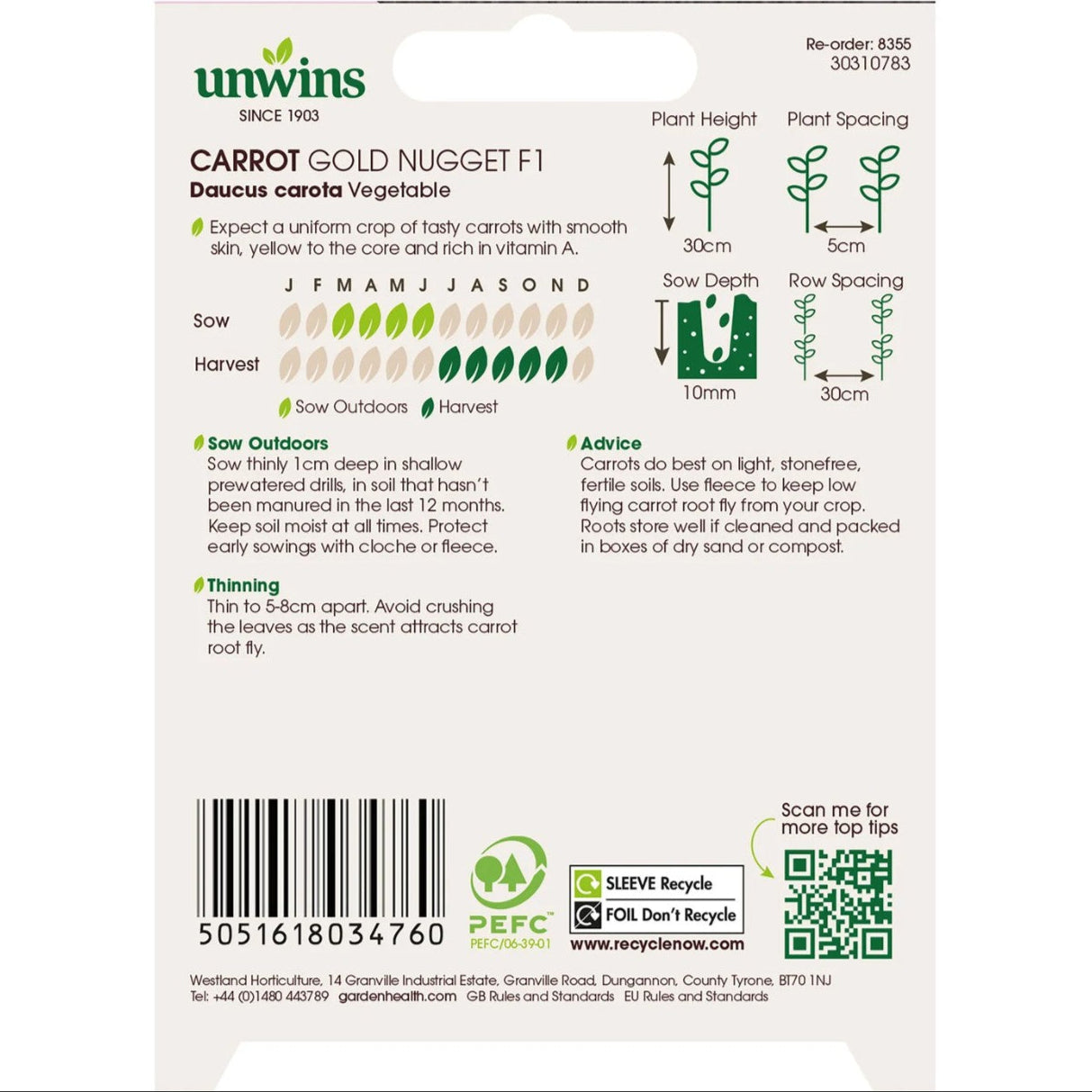 Unwins Carrot Gold Nugget F1