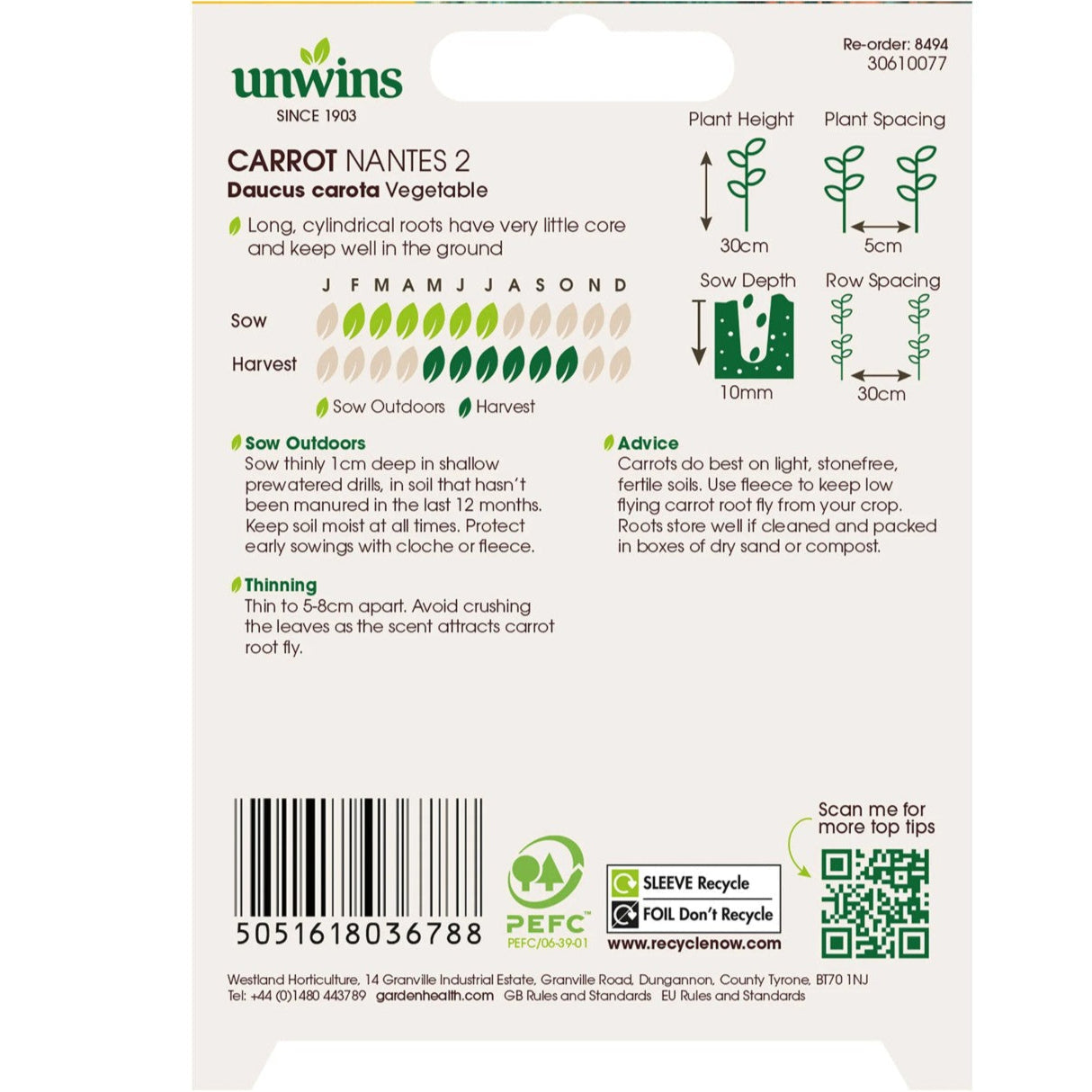 Unwins Carrot Nantes 2 (Organic)