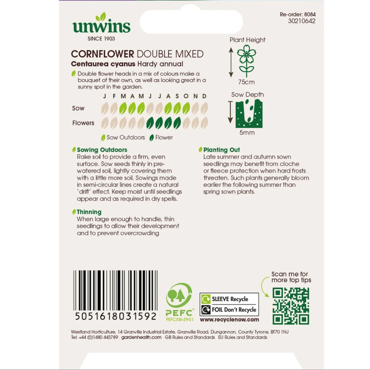 Unwins Cornflower Double Mix