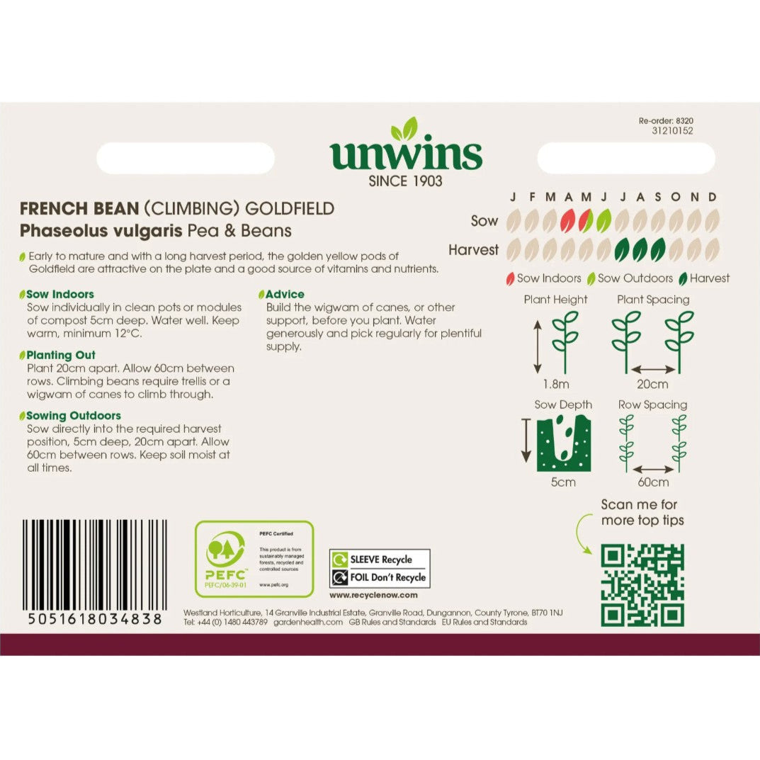Unwins French Bean (Climbing) Goldfield