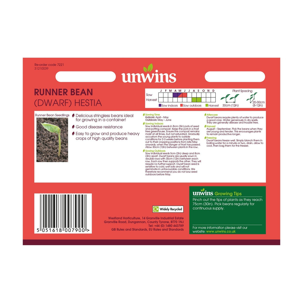 Unwins Runner Bean Hestia (Dwarf)