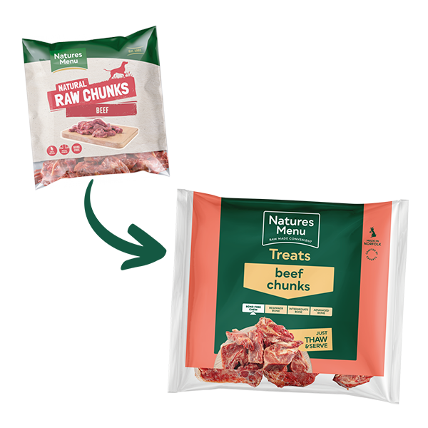 Natures Menu Dog - Natural Raw Treats Beef Chunks 1kg