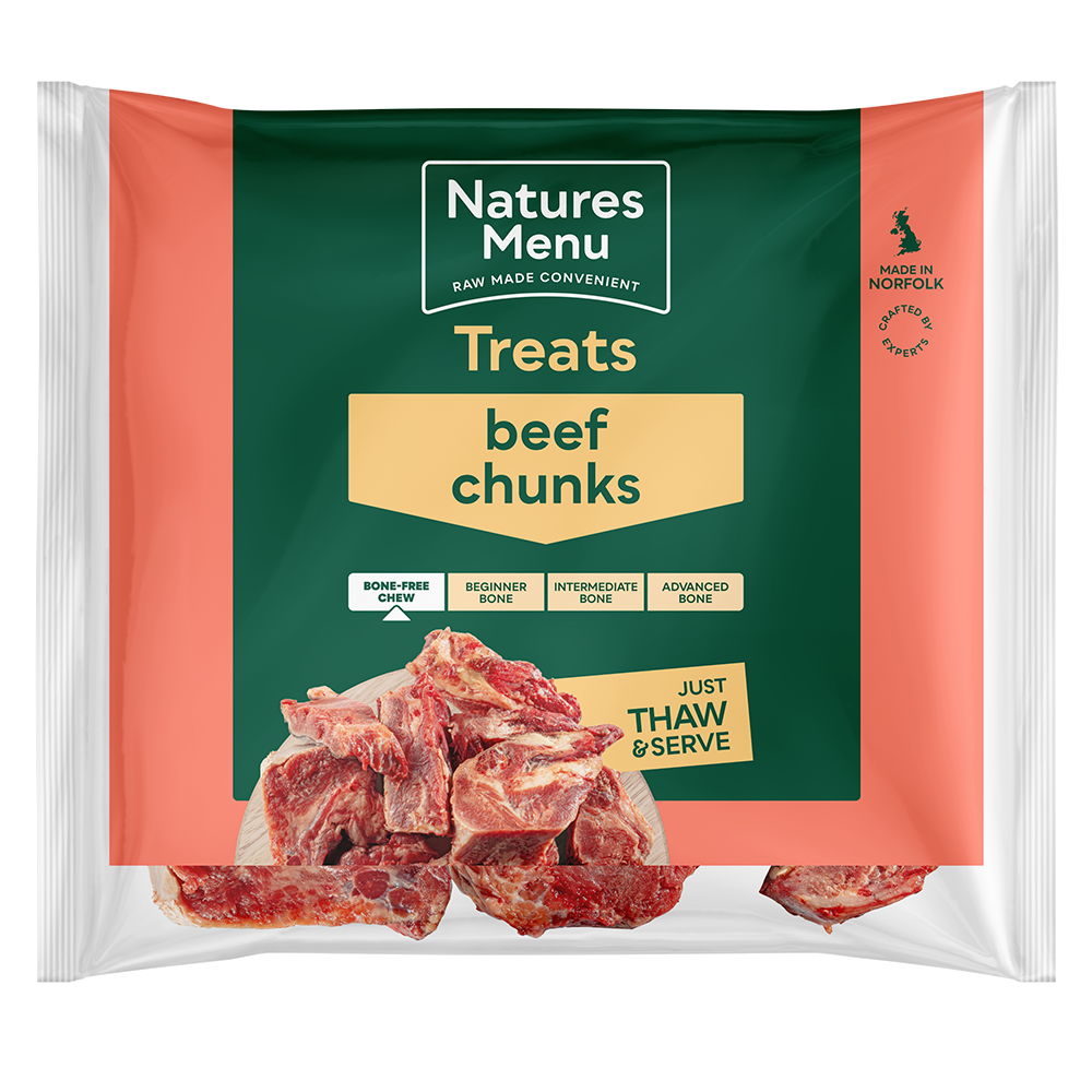 Natures Menu Dog - Natural Raw Treats Beef Chunks 1kg