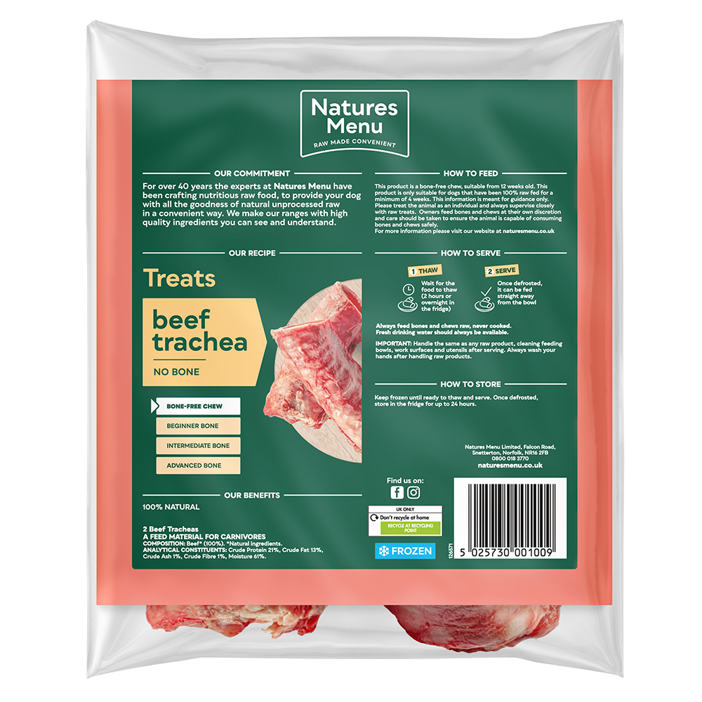 Natures Menu Dog - Natural Raw Treats Beef Trachea 2 pack