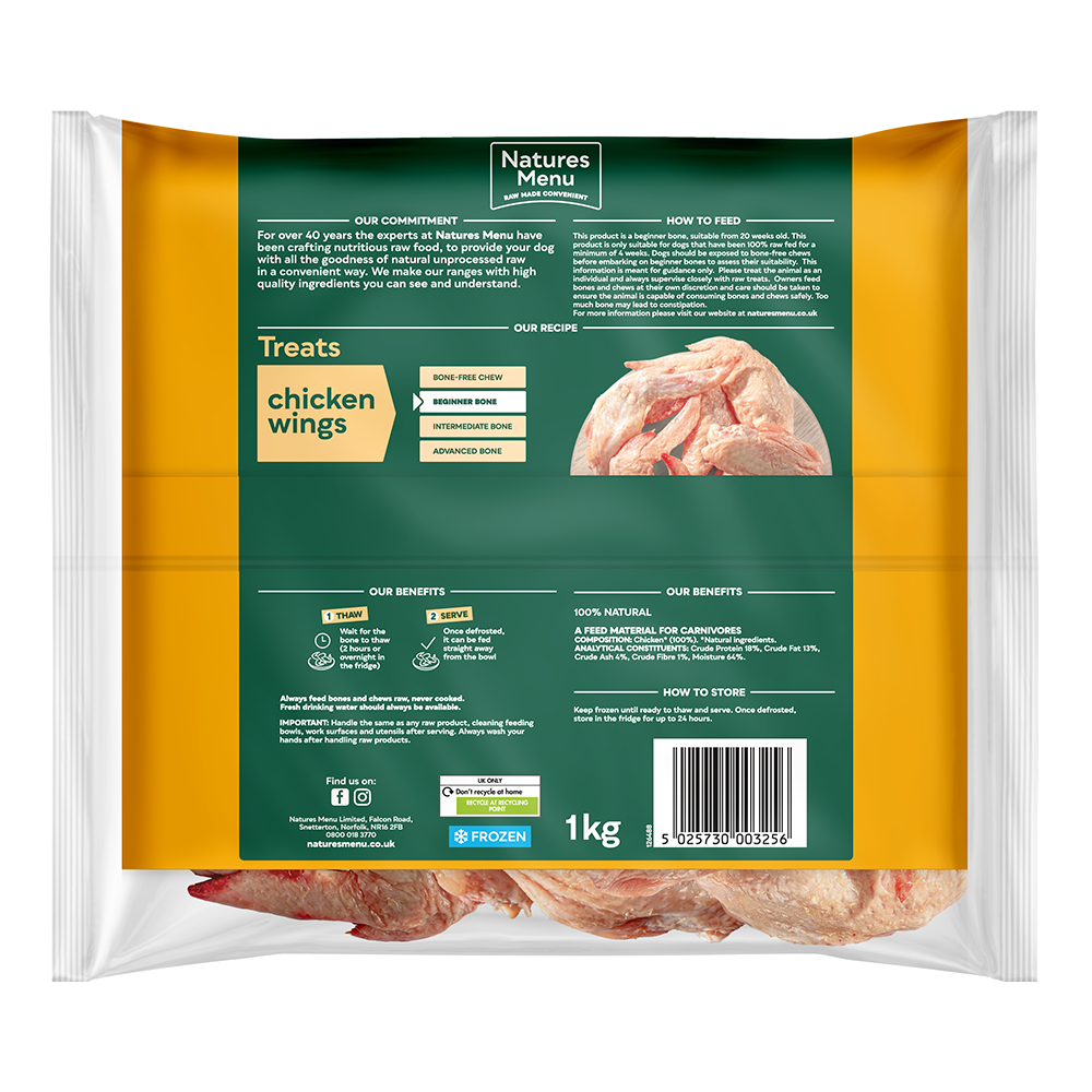 Natures Menu Dog - Natural Raw Treats Chicken Wings 1kg