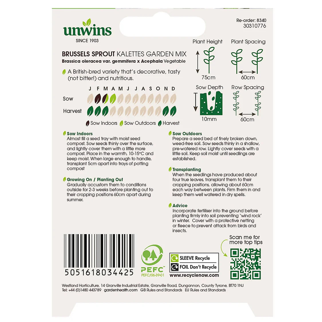 Unwins Brussels Sprout Kalettes Garden Mix