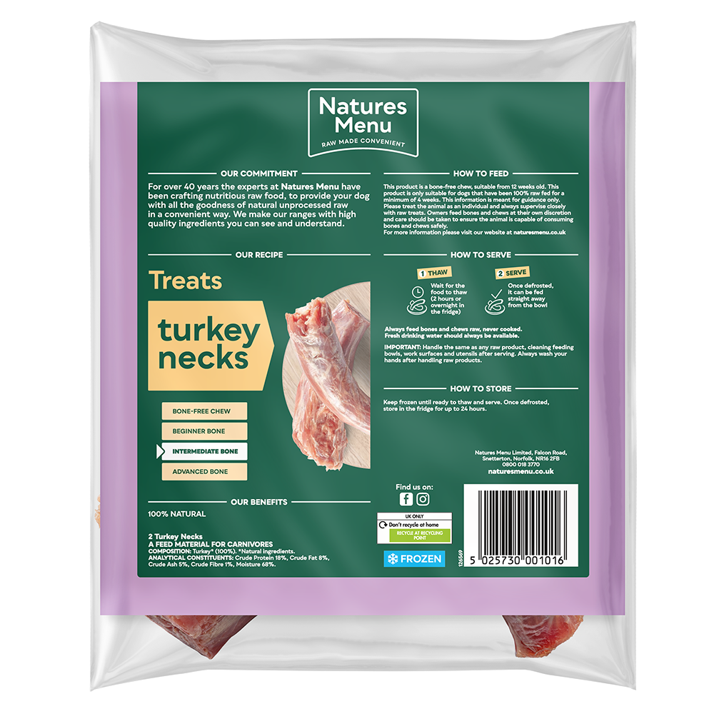 Natures Menu Dog - Natural Raw Treats Turkey Necks 2 pack