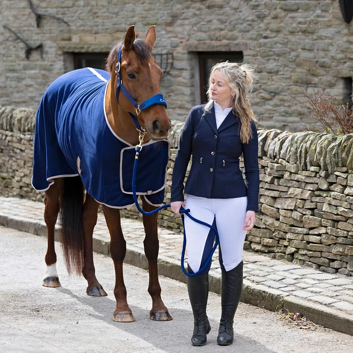 Cameo Equine Suede Elite Headcollar & Leadrope Navy