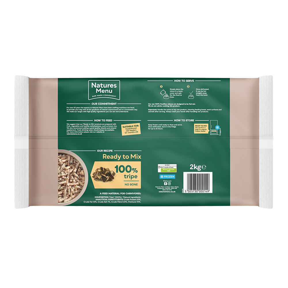 Natures Menu Dog - Frozen Freeflow Mince Tripe 2kg