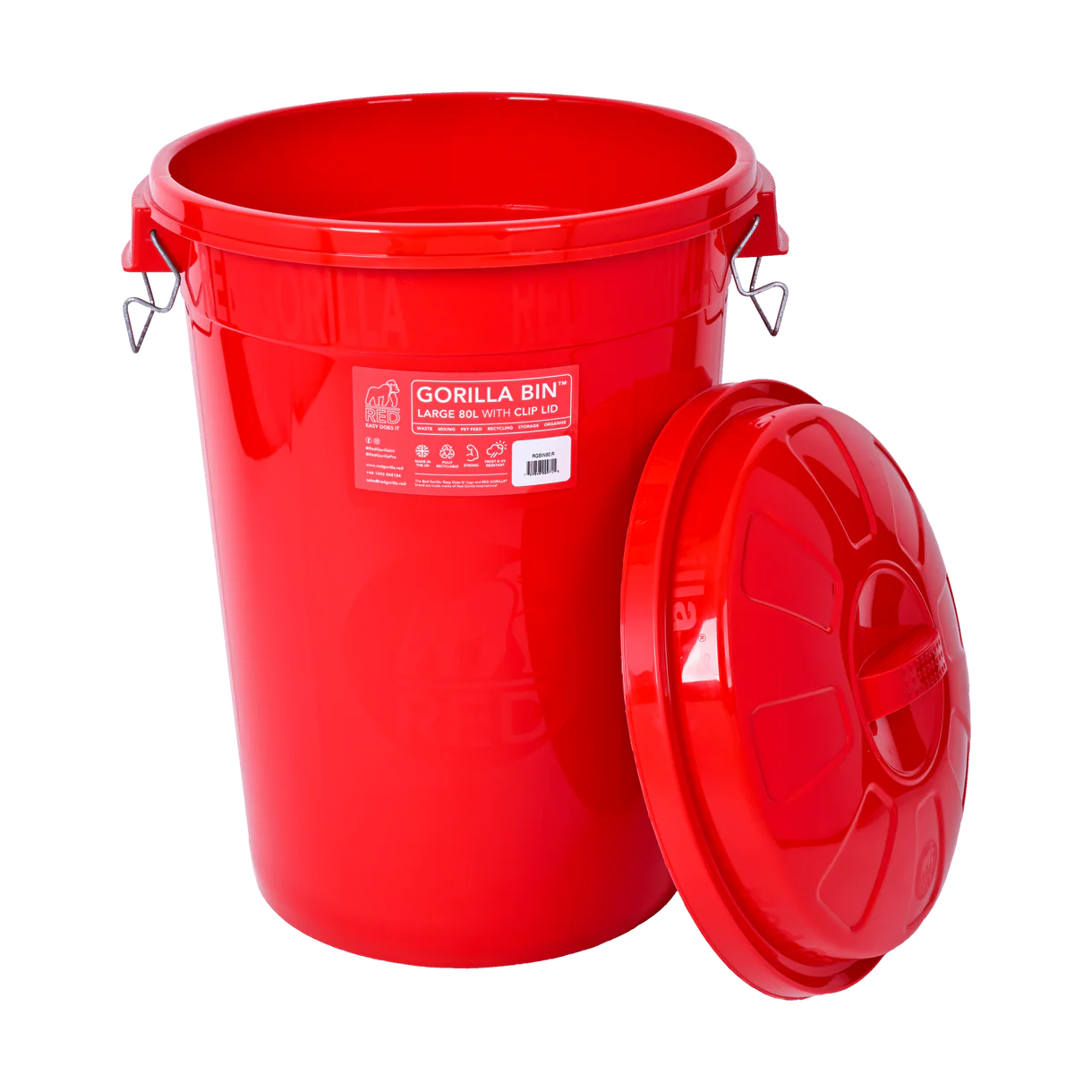 Red Gorilla Bin With Clip Lid 30L