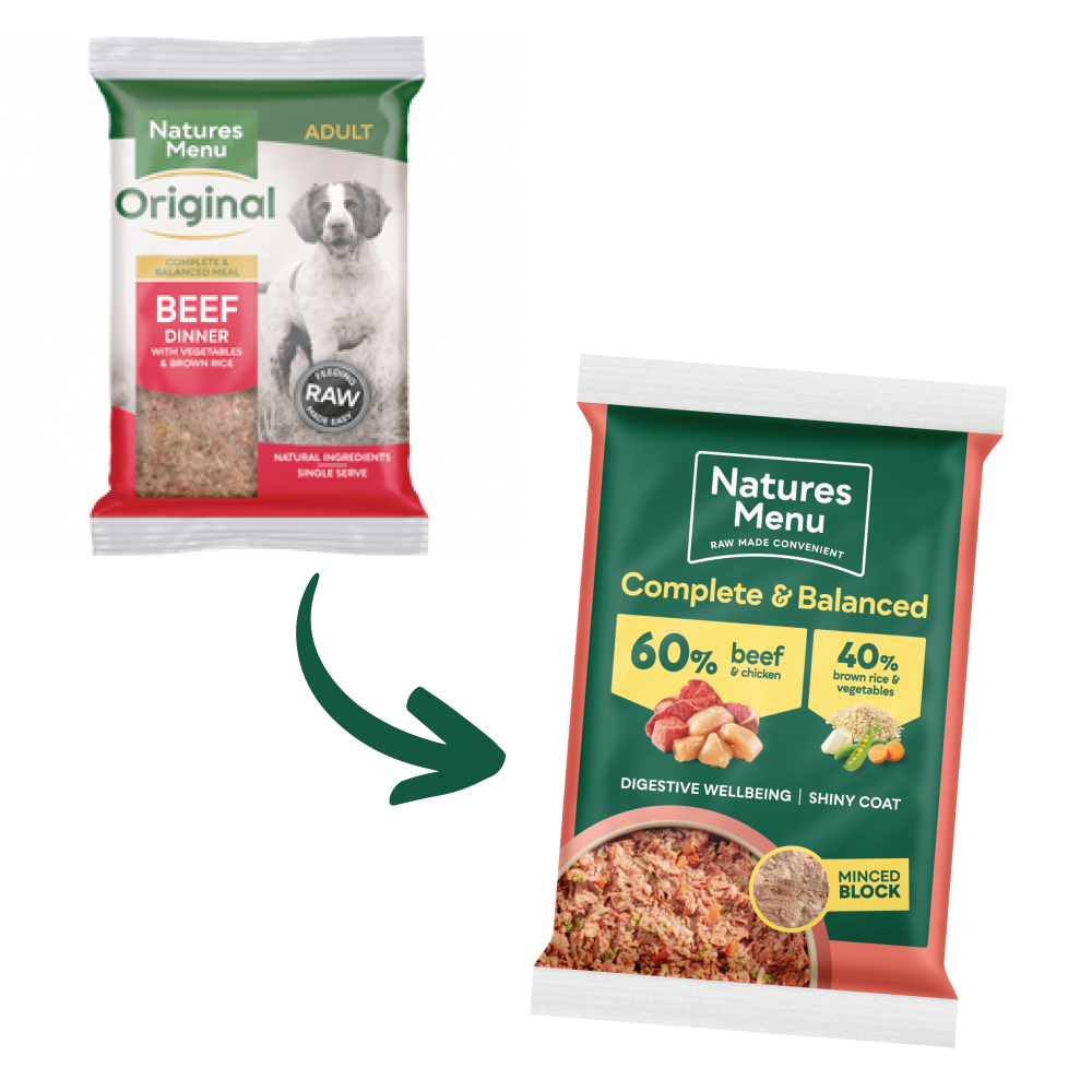 Natures Menu Dog - Complete & Balanced 60/40 Beef & Chicken Block 300g