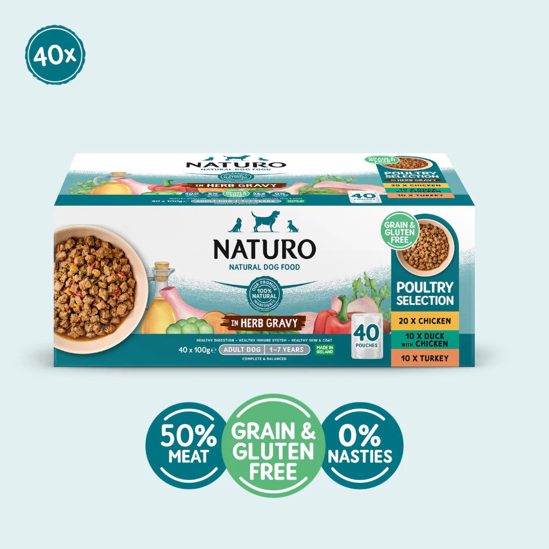 Naturo Dog - Adult Grain & Gluten Free Pouch Poultry In Herb Gravy 40x100g