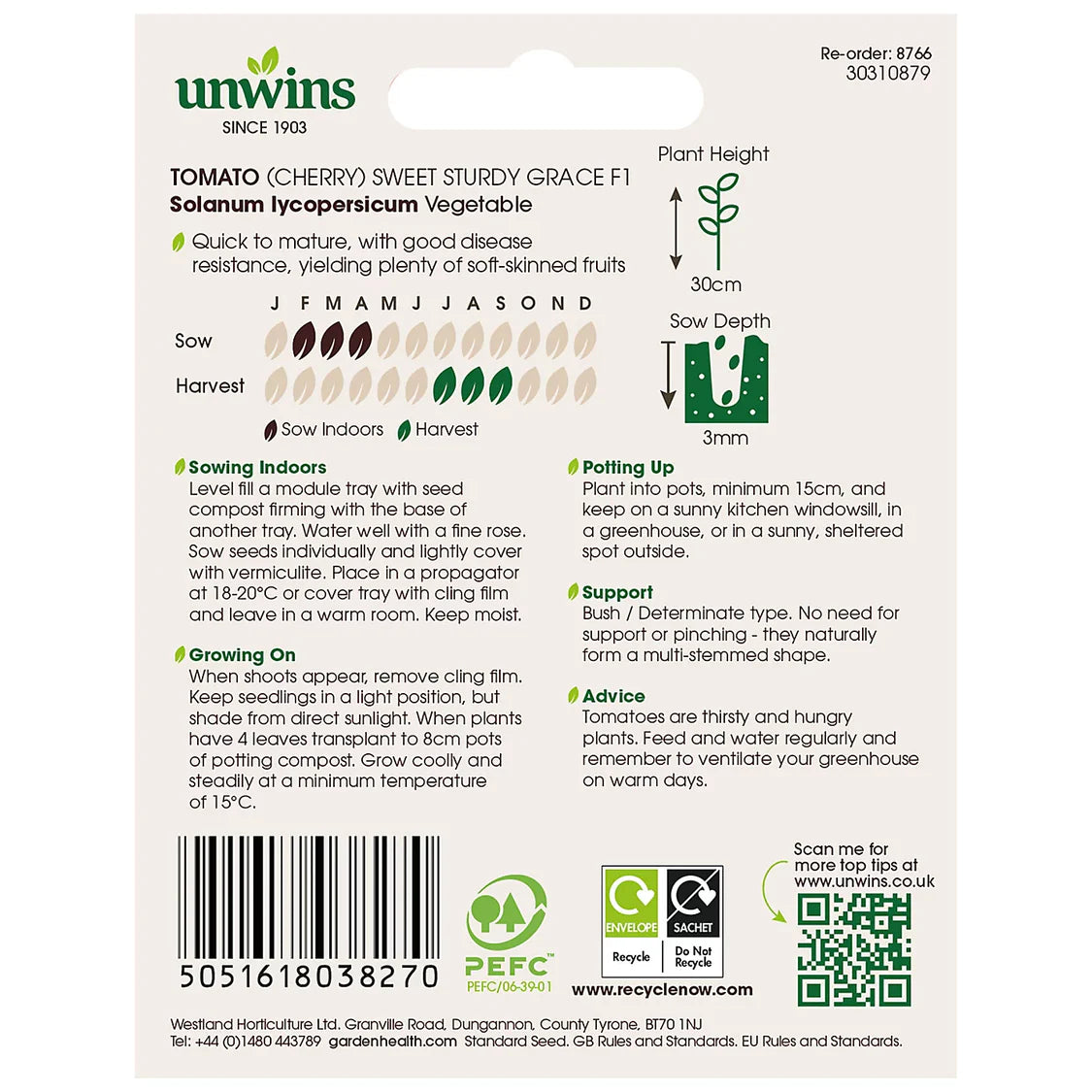 Unwins Tomato (Cherry) Sweet Sturdy Grace F1