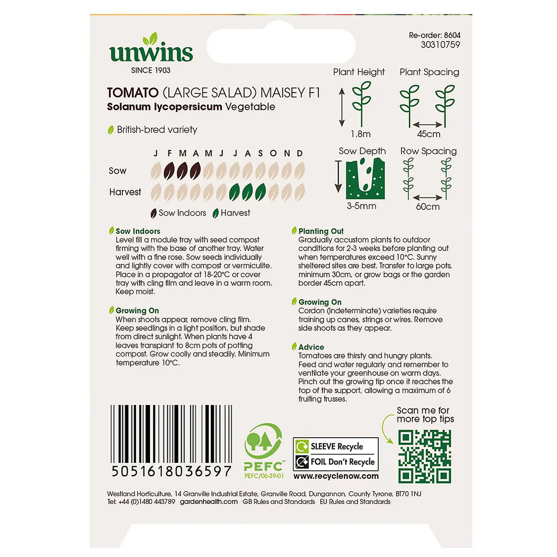 Unwins Tomato (Salad) Maisey F1
