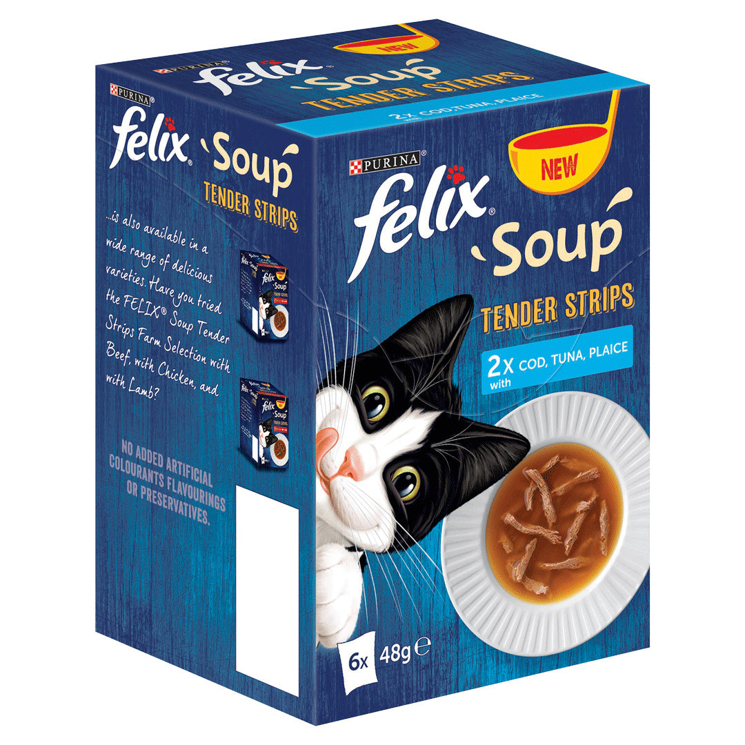 Felix Soup Tender Strips with Cod, Tuna and Plaice 6x48g