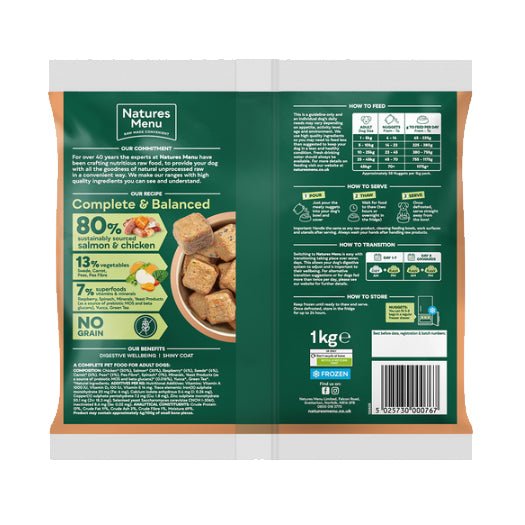 Natures Menu Dog - Complete & Balanced Nuggets 80/20 Salmon & Chicken 1kg