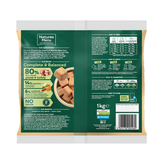 Natures Menu Dog - Complete & Balanced Nuggets 80/20 Farm Reared Goose & Turkey 1kg