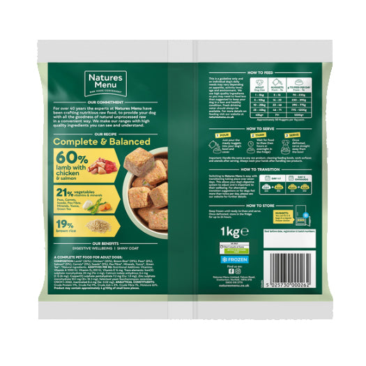 Natures Menu Dog - Complete & Balanced Nuggets 60/40 Lamb With Chicken & Salmon 1kg