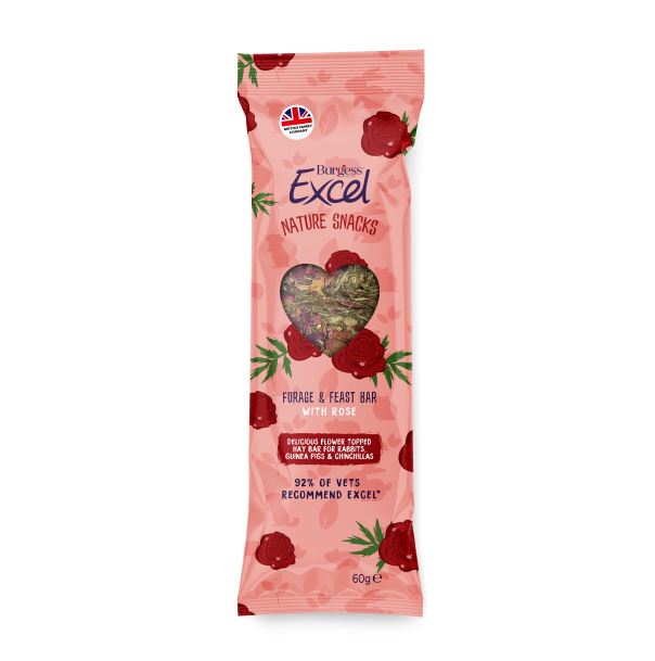 Excel Forage & Feast Hay Bar Rose 60g