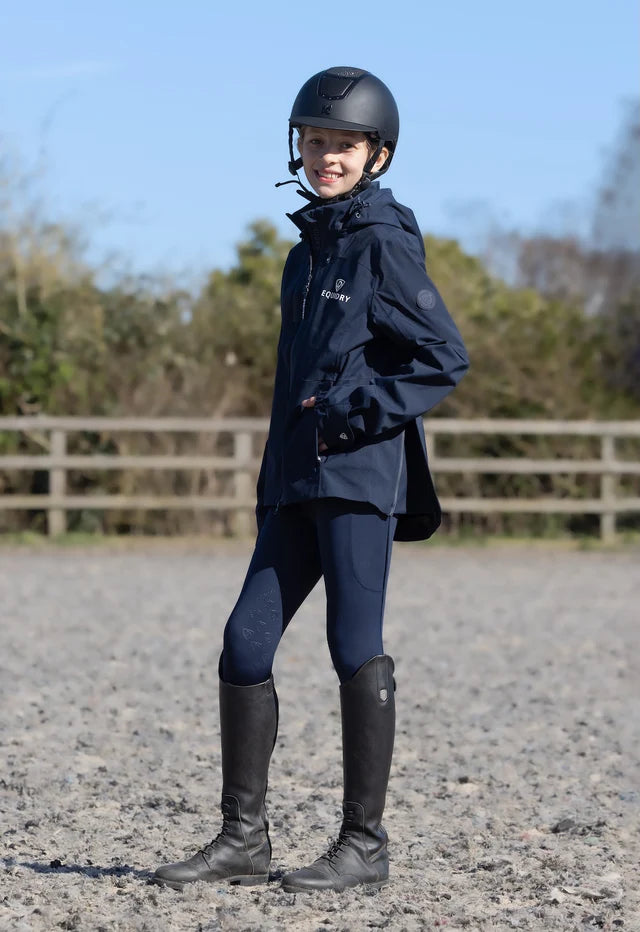 EQUIDRY Girl's Varsha Waterproof Riding Jacket Navy