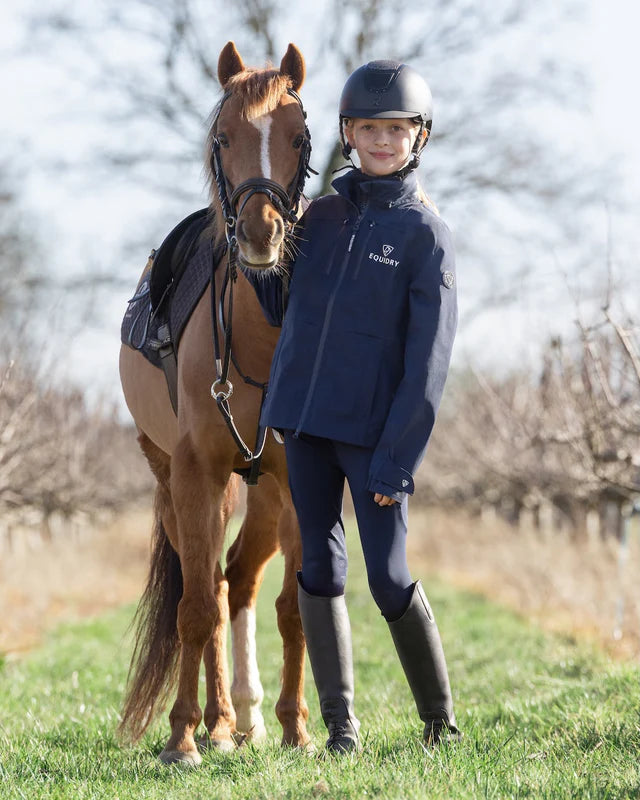 EQUIDRY Girl's Varsha Waterproof Riding Jacket Navy