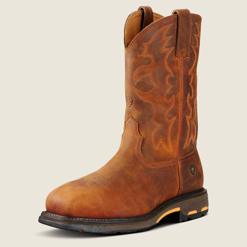 Ariat Mens WorkHog Wide Square Toe Steel Toe Work Boot Toast