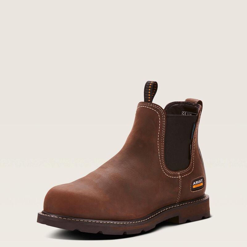 Ariat Mens Groundbreaker Chelsea Waterproof Steel Toe Work Boot Dark Brown