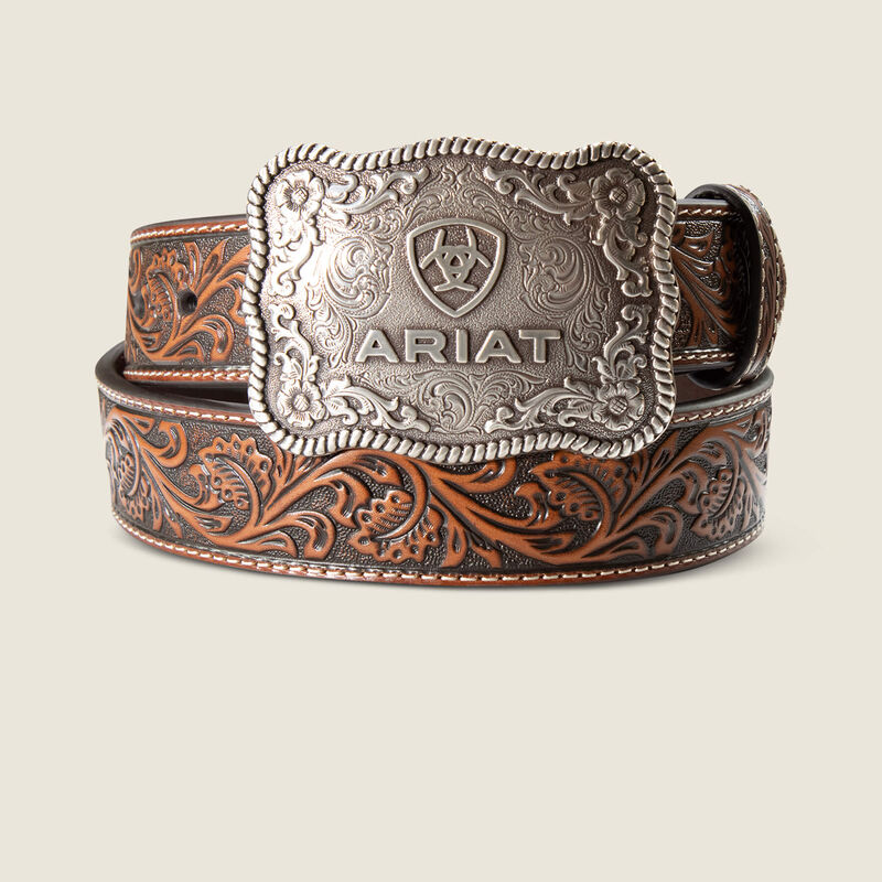 Ariat Womens MFA Leather 1.5IN Detail With Cow Buckle Belt Brown 38N