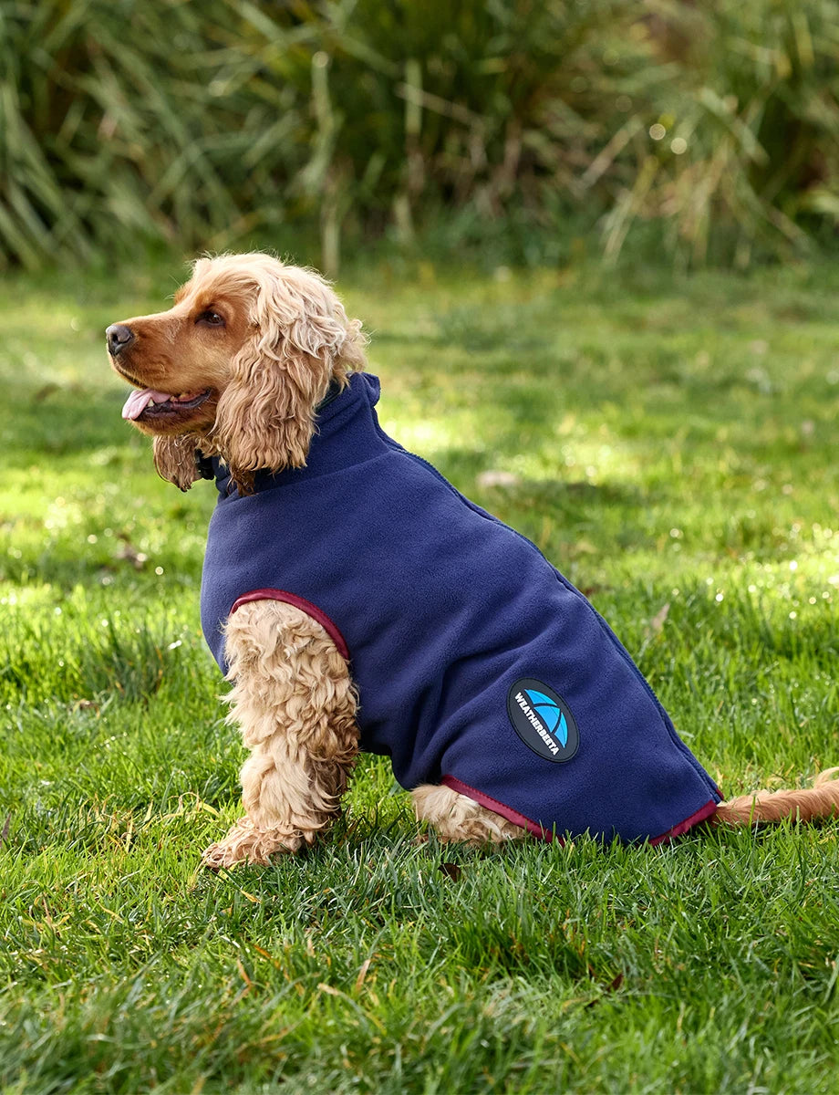 Weatherbeeta Comfitec Fleece Zip Dog Coat Navy/Burgundy