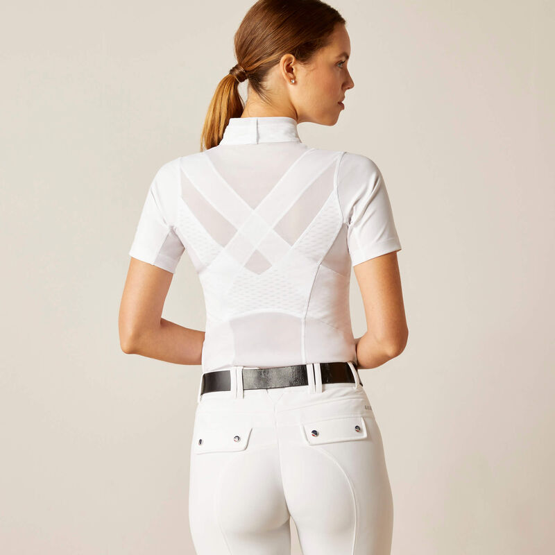Ariat Ascent 1/4 Zip SS Show Shirt White
